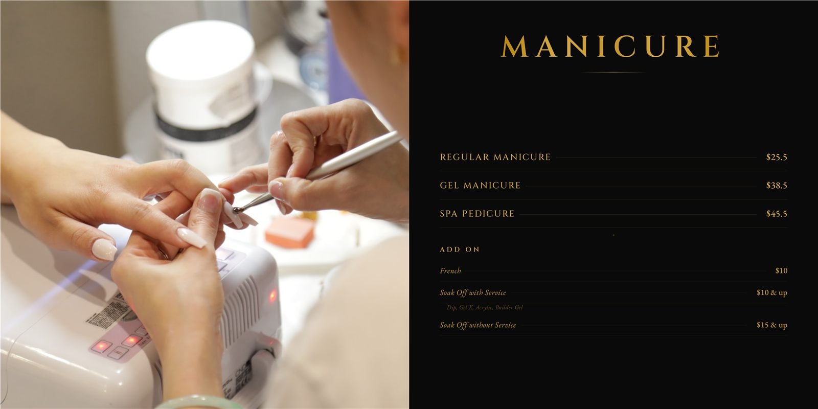 Manicure menu and pricing